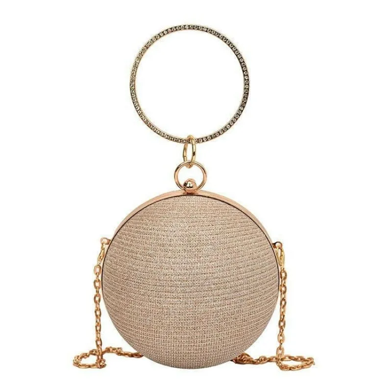 Womens Spherical Evening Bag with Diamond Studs for Stylish Events