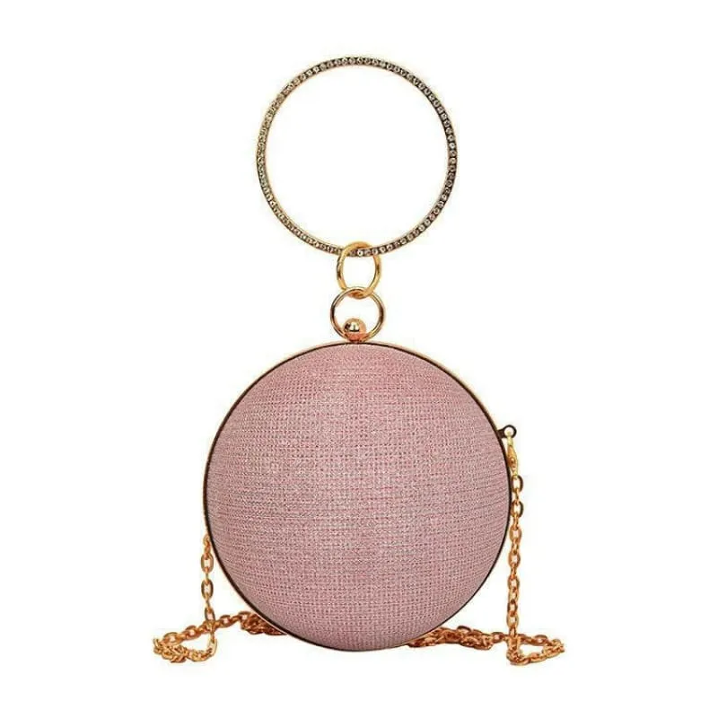 Womens Spherical Evening Bag with Diamond Studs for Stylish Events