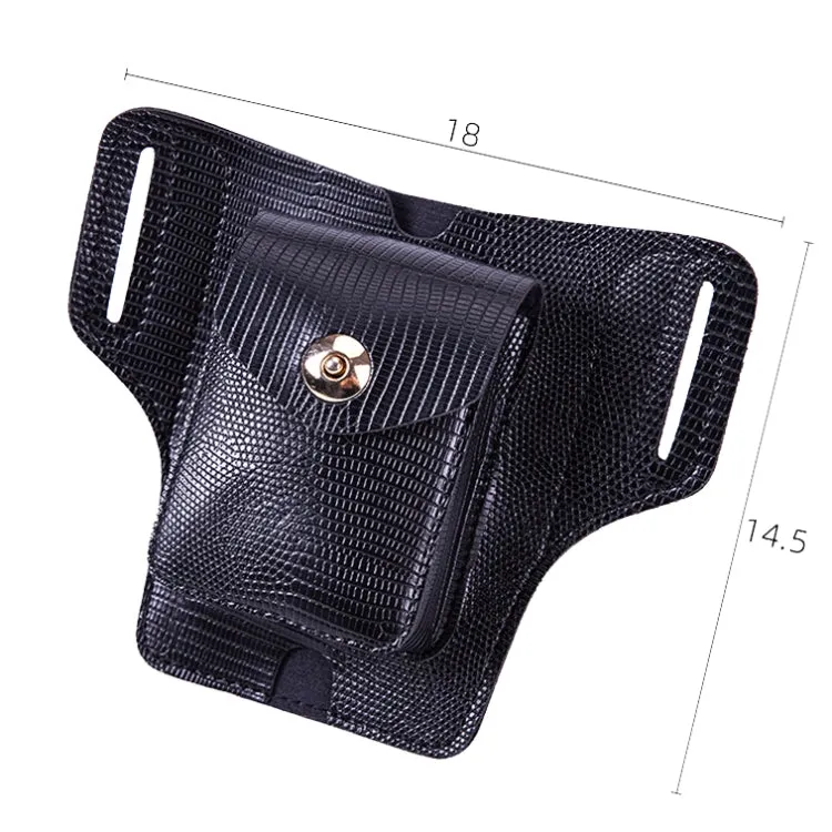 Y-17 3 In 1 Lighter Phone Cigarette Box Storage Waist Bags(Lizard Pattern Blue)