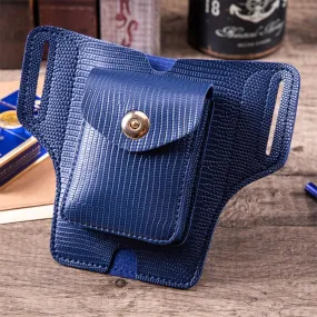 Y-17 3 In 1 Lighter Phone Cigarette Box Storage Waist Bags(Lizard Pattern Blue)