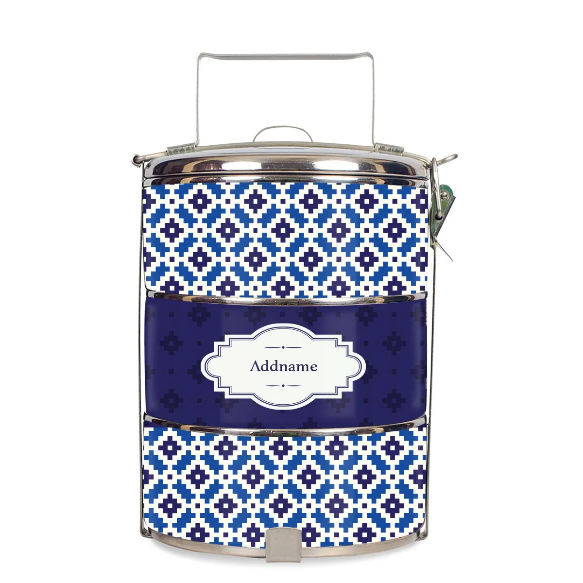 Zellige Moroccan & Mosaic Series 3-Tier Standard Small 12cm Tiffin Carrier [FREE Custom Add Name]