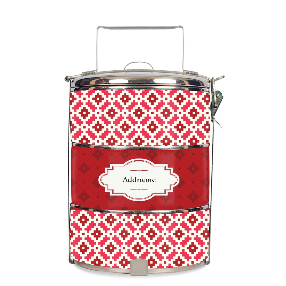 Zellige Moroccan & Mosaic Series 3-Tier Standard Small 12cm Tiffin Carrier [FREE Custom Add Name]