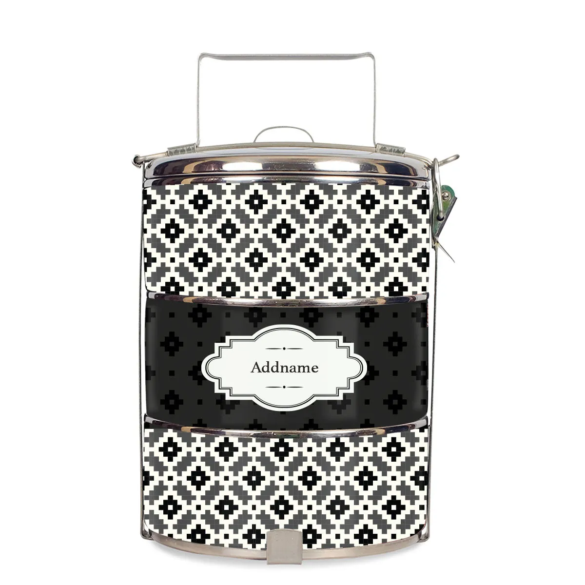 Zellige Moroccan & Mosaic Series 3-Tier Standard Small 12cm Tiffin Carrier [FREE Custom Add Name]