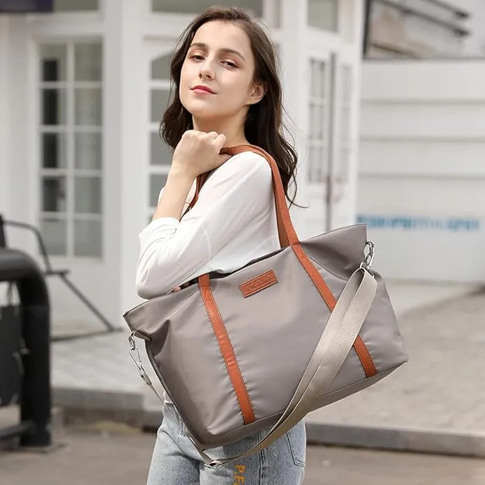 zhongningyifeng Tote Bag for Women Nylon 15.6 Inch Laptop Shoulder Handbag Purse for Travel Work